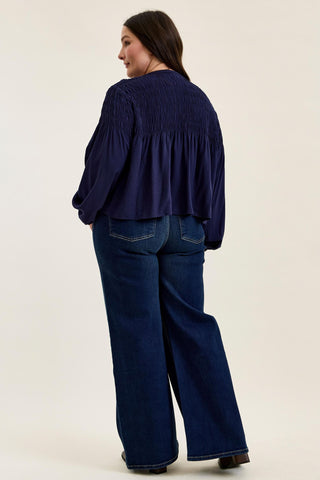 Judy Blue High Waist Lux Dark Twighlight Retro Wide Leg Denim Jeans 82748
