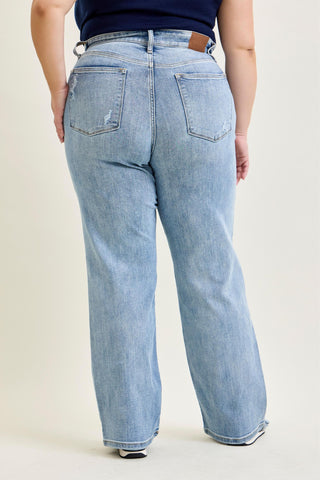 Judy Blue High Waist Light Wash Straight Denim Jeans 82501