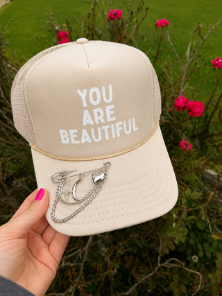 Southern Bliss You are Beautiful Tan Trucker Hat