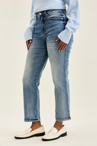 Judy Blue High Waist Tummy Control Peggy Ankle Straight Denim Jeans 881166