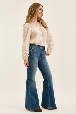 Judy Blue High Waist Tummy Control Jaqueline Flare Denim Jeans 881125