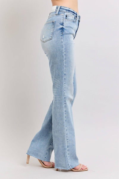 Judy Blue Mid Rise Light Wash Dad Denim Jeans 88926-Jeans-Sunshine and Wine Boutique