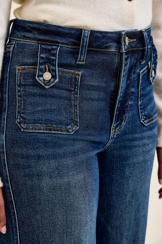 Judy Blue High Waist Fade Indigo Retro Wide Leg Denim Jeans 881159
