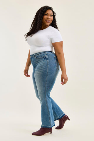 Judy Blue Mid Rise Tummy Control Release Hem Slim Bootcut Denim Jeans 881056