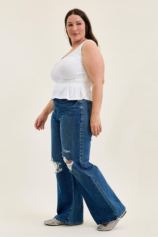 Judy Blue High Waist Rigid Magic Adjustable Tabs Column Straight Denim Jeans 881115