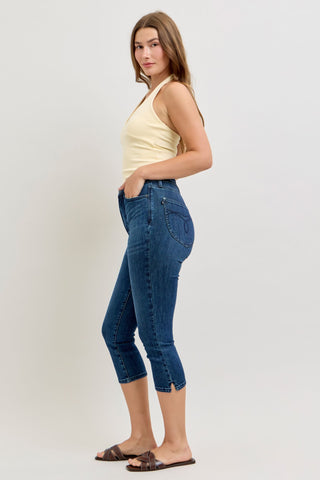 Judy Blue High Waist Tummy Control Capri Denim Jeans 78119