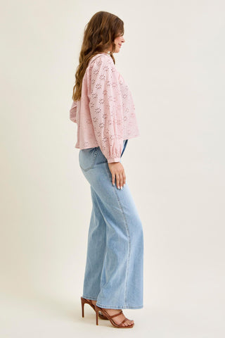 Judy Blue High Waist Tummy Control Retro Wide Leg Denim Jeans 881128