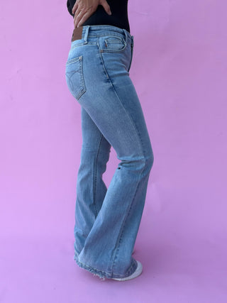 Judy Blue Mid Rise Flare Denim Jeans 82718 - 3 Inseam Options