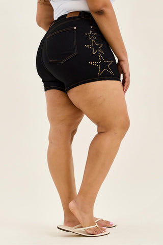 Judy Blue High Waist Star Studded Slim Denim Short 150389