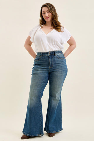 Judy Blue High Waist Tummy Control Jaqueline Flare Denim Jeans 881125