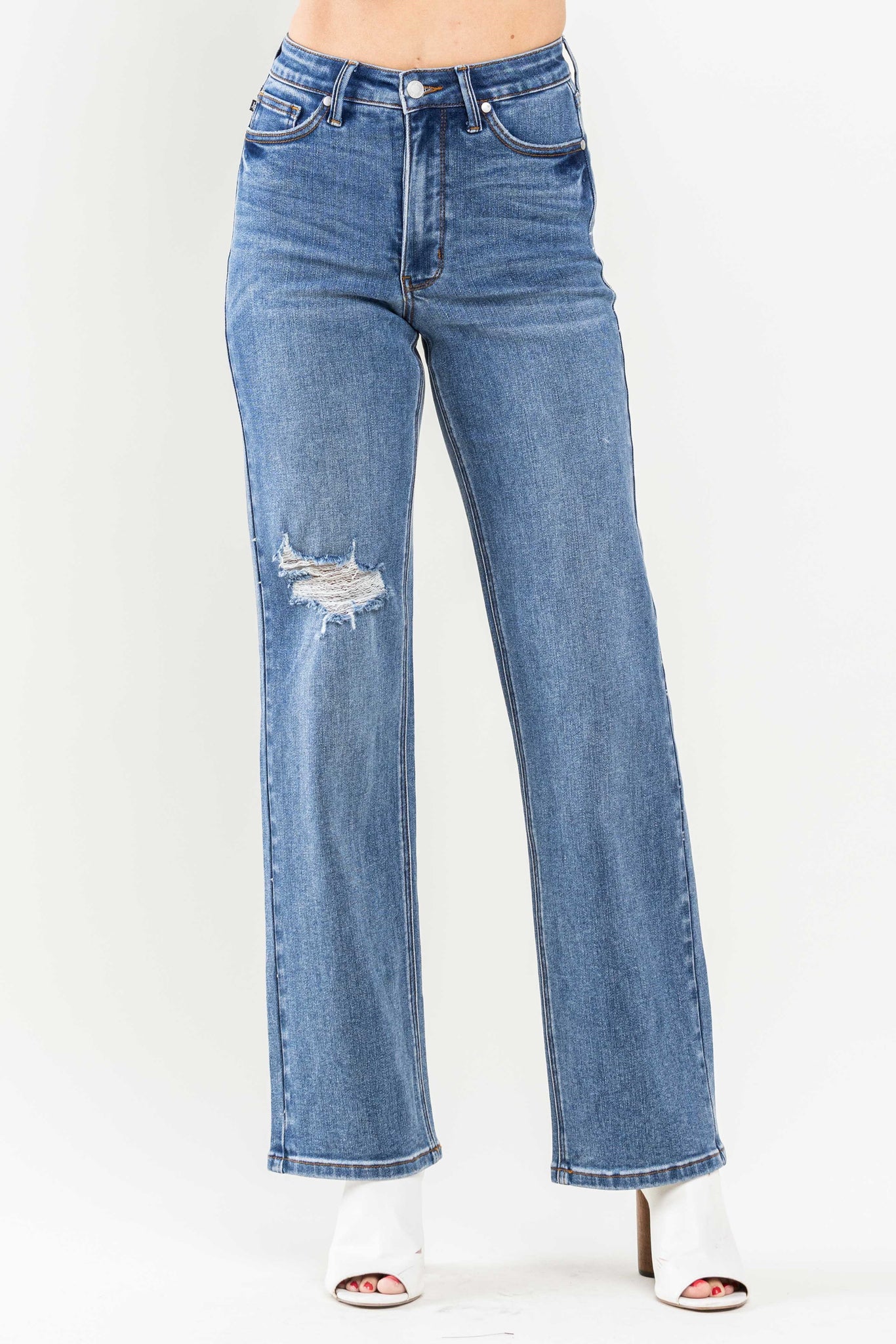 Judy Blue High Waist Tummy Control 90's Straight Denim 88661-Jeans-Sunshine and Wine Boutique