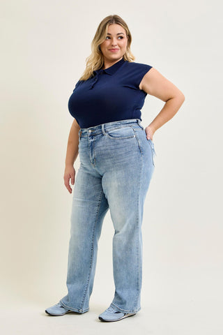 Judy Blue High Waist Light Wash Straight Denim Jeans 82501
