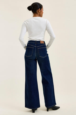 Judy Blue High Waist Lux Dark Twighlight Retro Wide Leg Denim Jeans 82748