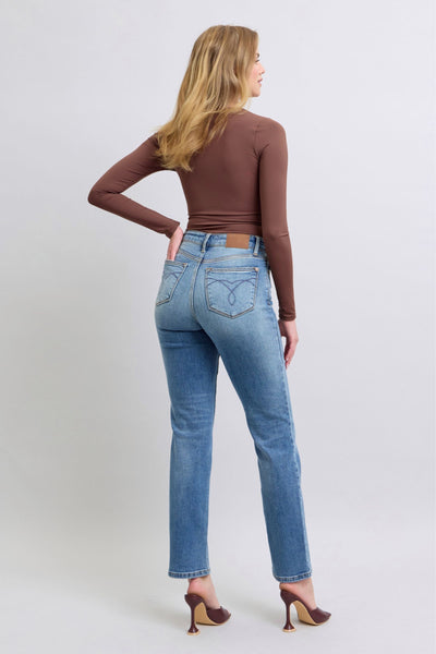 Judy Blue High Rise Vintage Wash Thermal Straight Denim Jeans 82632-Jeans-Sunshine and Wine Boutique