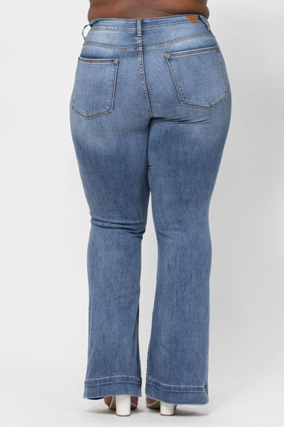 Judy Blue Mid Rise Trouser Flare Denim 82163-Jeans-Sunshine and Wine Boutique