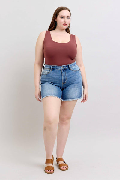 Judy Blue High Waist Vintage Wash Fray Hem Denim Short 152102-Shorts-Sunshine and Wine Boutique