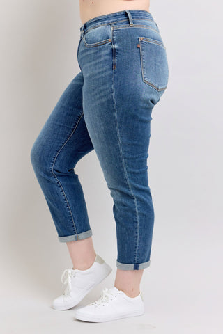 Judy Blue Mid Rise Vintage Wash Boyfriend Denim Jeans 82662