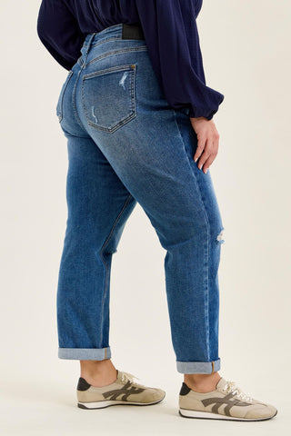 Judy Blue High Waist Rigid Magic Billie Cuffed Boyfriend Denim Jeans 881189