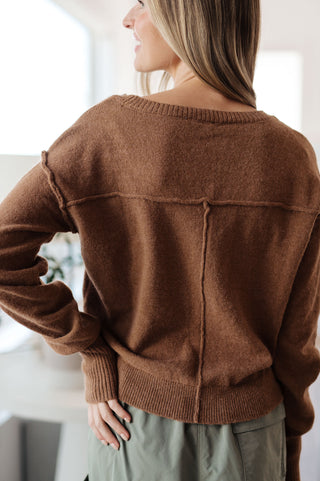 GeeGee Back to Life V-Neck Sweater in Mocha