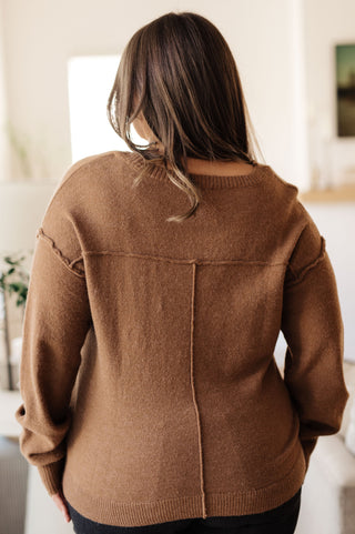 GeeGee Back to Life V-Neck Sweater in Mocha