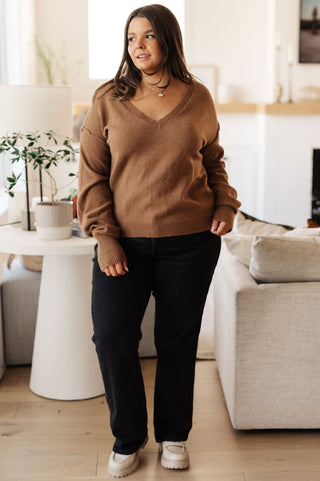 GeeGee Back to Life V-Neck Sweater in Mocha