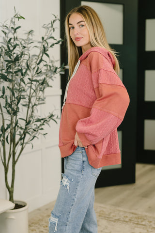 POL Balloon Sleeve Cut Sew Sweater Knit Top in Mauve