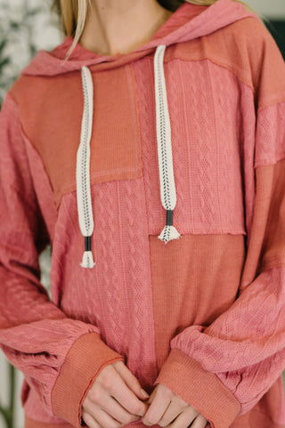POL Balloon Sleeve Cut Sew Sweater Knit Top in Mauve