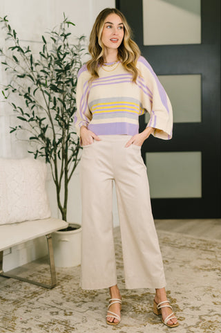 One Eleven North Barely Justified Striped Dolman Sleeve Top