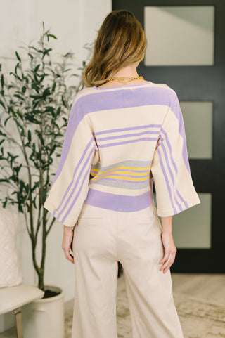 One Eleven North Barely Justified Striped Dolman Sleeve Top