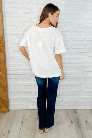 Andree By Unit Basic Instinct Drop Shoulder V-Neck Tee in Ivory
