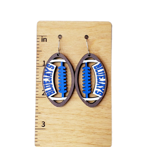Bluejays Football Earrings-Sunshine and Wine Boutique