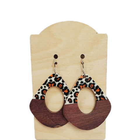 Leopard and Wood Earrings-Earrings-Sunshine and Wine Boutique