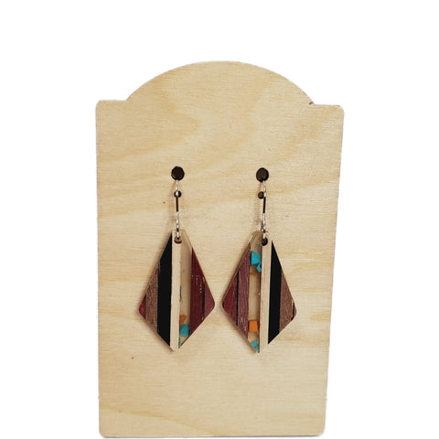 Acrylic Wood Stripe Drop Earrings-Earrings-Sunshine and Wine Boutique