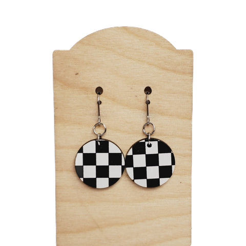 Checker Earrings-Sunshine and Wine Boutique