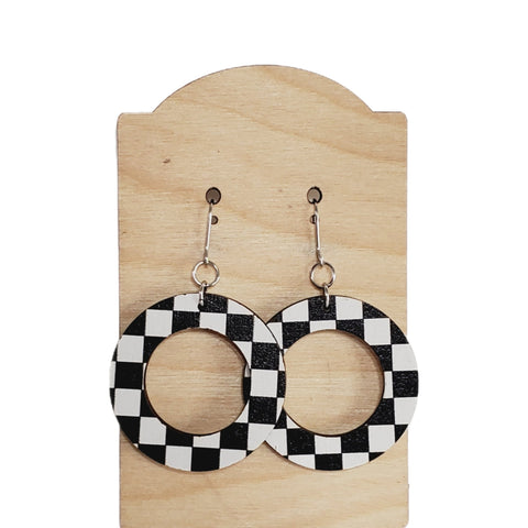 Checker Hoop Earrings-Sunshine and Wine Boutique