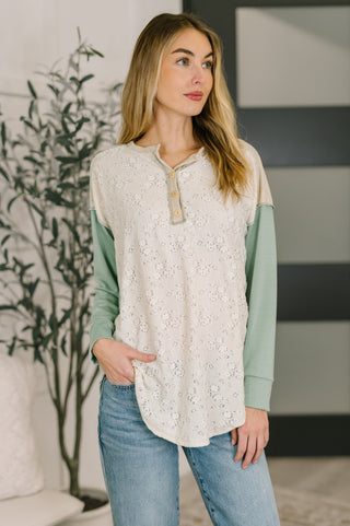 7th Ray Because I Can Drop Shoulder Henley Top