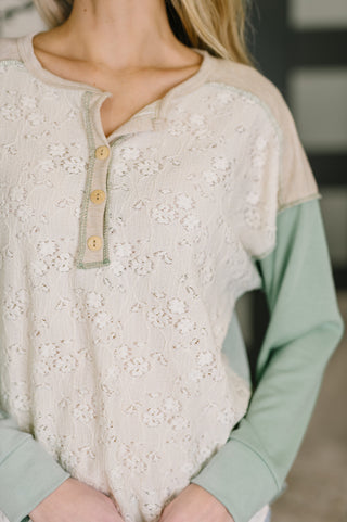 7th Ray Because I Can Drop Shoulder Henley Top