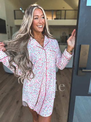 Birdie Sleep Dress Light Pink in Spring Flowers