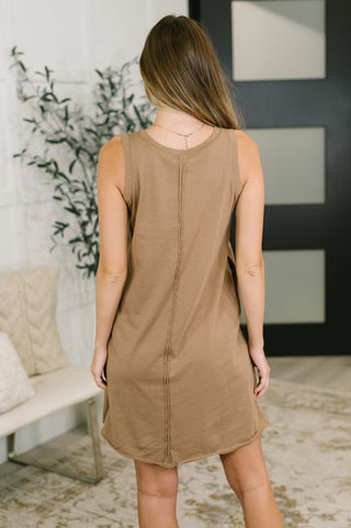 Yelete Blank Slate Scoop Neck Tank Dress in Mocha