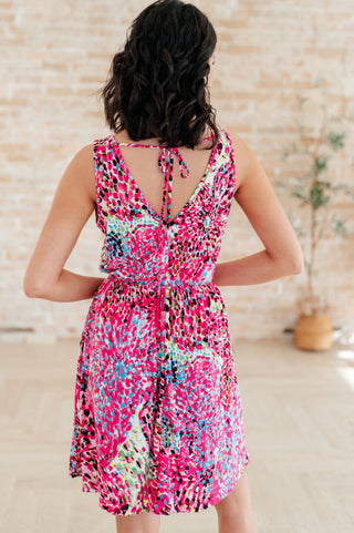 White Birch Bless Your Heart V-Neck Dress in Neon Fuchsia
