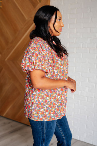One Eleven North Bohemian Moment Floral Mock Neck Blouse