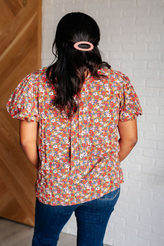 One Eleven North Bohemian Moment Floral Mock Neck Blouse
