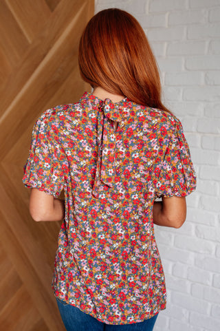 One Eleven North Bohemian Moment Floral Mock Neck Blouse