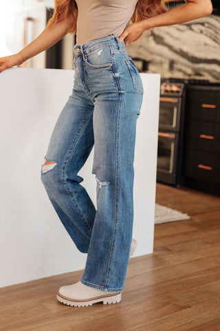 Judy Blue Bree High Rise Control Top Distressed Straight Jeans - Exclusive