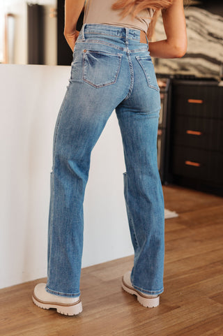 Judy Blue Bree High Rise Control Top Distressed Straight Jeans - Exclusive