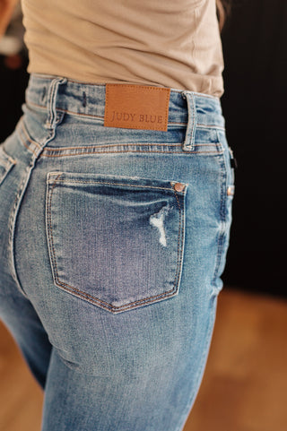 Judy Blue Bree High Rise Control Top Distressed Straight Jeans - Exclusive