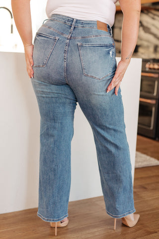 Judy Blue Bree High Rise Control Top Distressed Straight Jeans - Exclusive