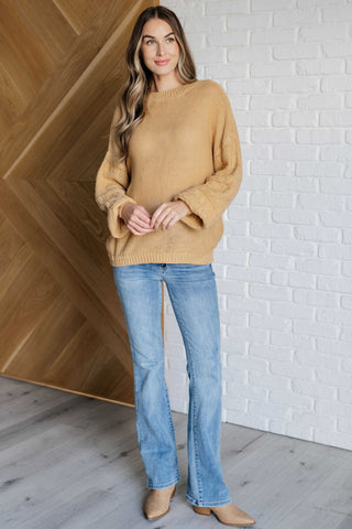 One Eleven North Bubbly Personality Bubble Sleeve Sweater in Wheat