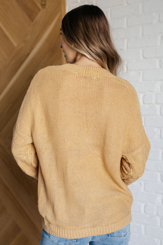 One Eleven North Bubbly Personality Bubble Sleeve Sweater in Wheat