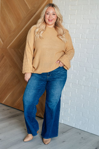 One Eleven North Bubbly Personality Bubble Sleeve Sweater in Wheat